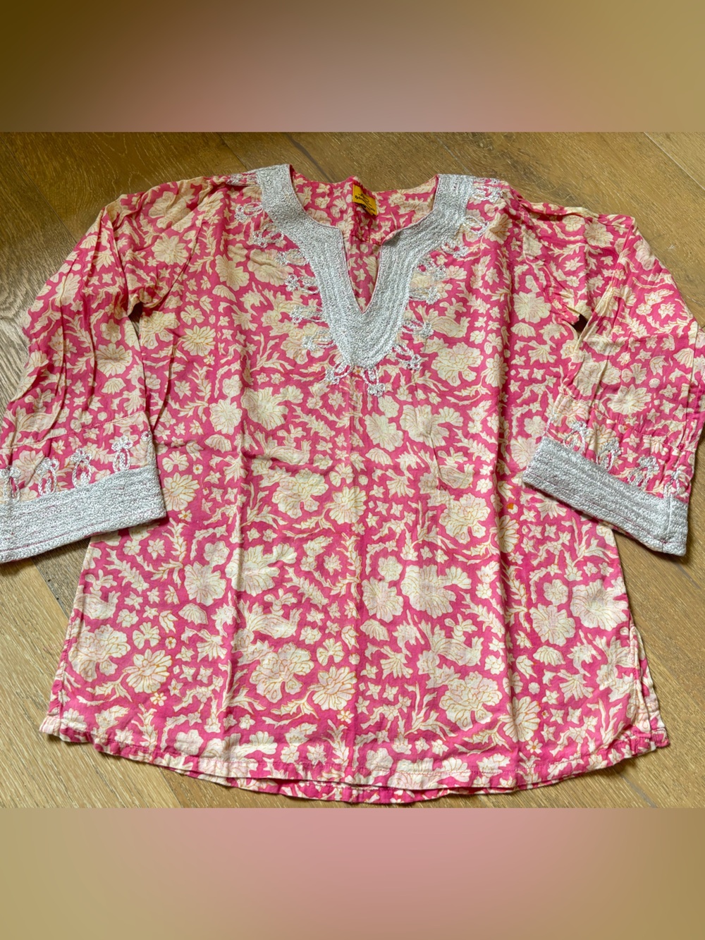 Roberta roller rabbit Pink and Cream Floral Tunic with Metallic Trim 12